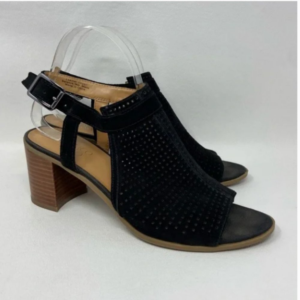 Franco Sarto Sandals Black Suede Leather Slingback Harlet  -- 10